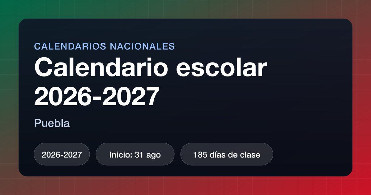 Calendario escolar SEP 2026-2027 Puebla PDF